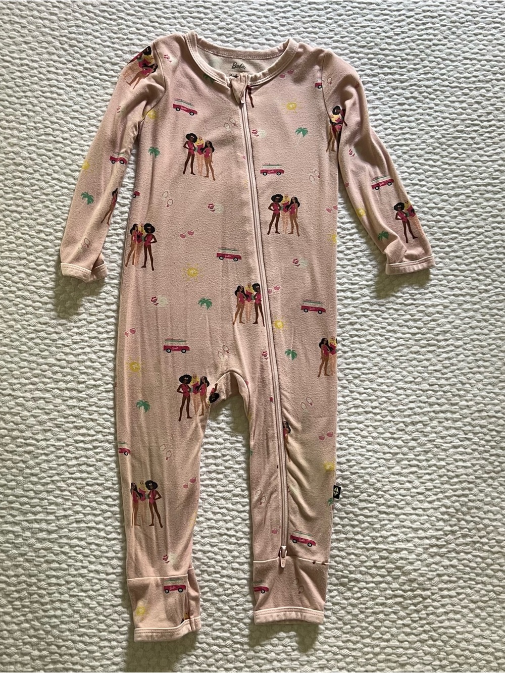 Kyte Baby Barbie Pink Zip-Front Footed One-Piece Pajamas